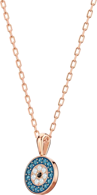 Collier Swarovski Luckily 5468919 en or rose avec cristaux bleus pour femme vue 3