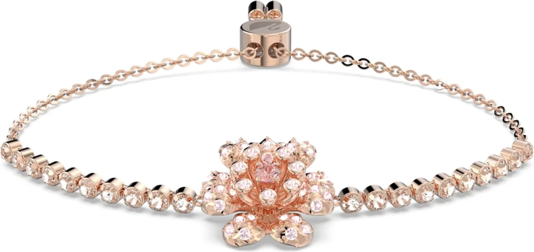 Bracelet ajustable Swarovski 5621144 en métal rose à motif floral et cristaux vue 2