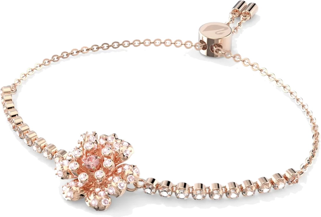 Bracelet ajustable Swarovski 5621144 en métal rose à motif floral et cristaux