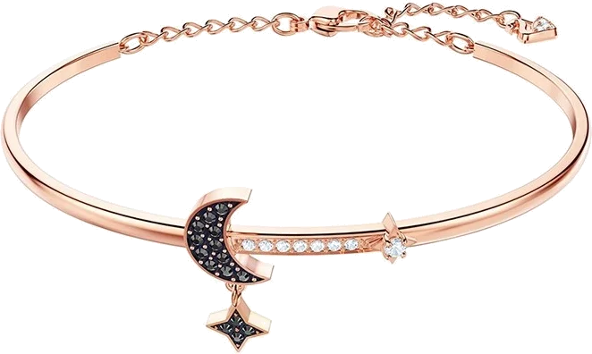 Bracelet jonc Swarovski Duo Moon 5429729, plaqué or rose, modèle Medium pour femme