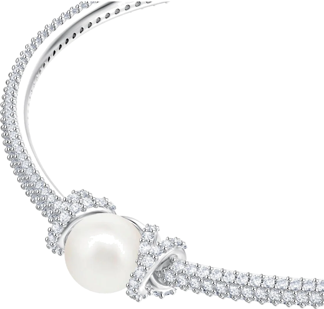 Bracelet jonc ajustable Swarovski 5461083 en métal plaqué rhodium, perle et cristaux, pour femme vue 2