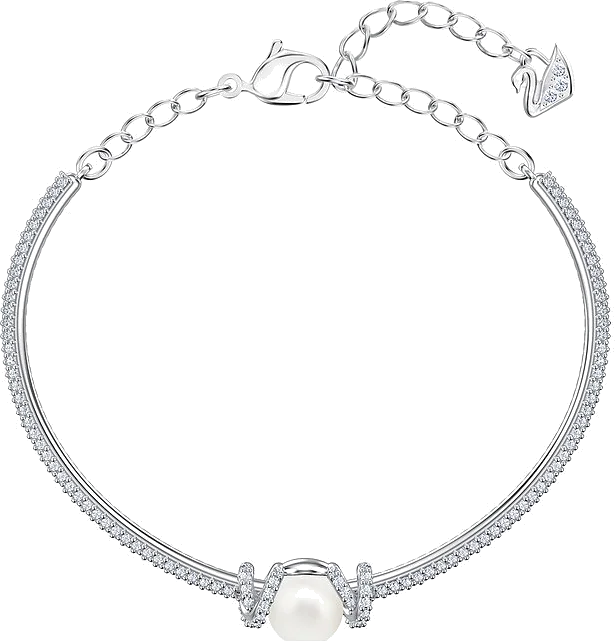 Bracelet jonc ajustable Swarovski 5461083 en métal plaqué rhodium, perle et cristaux, pour femme vue 3