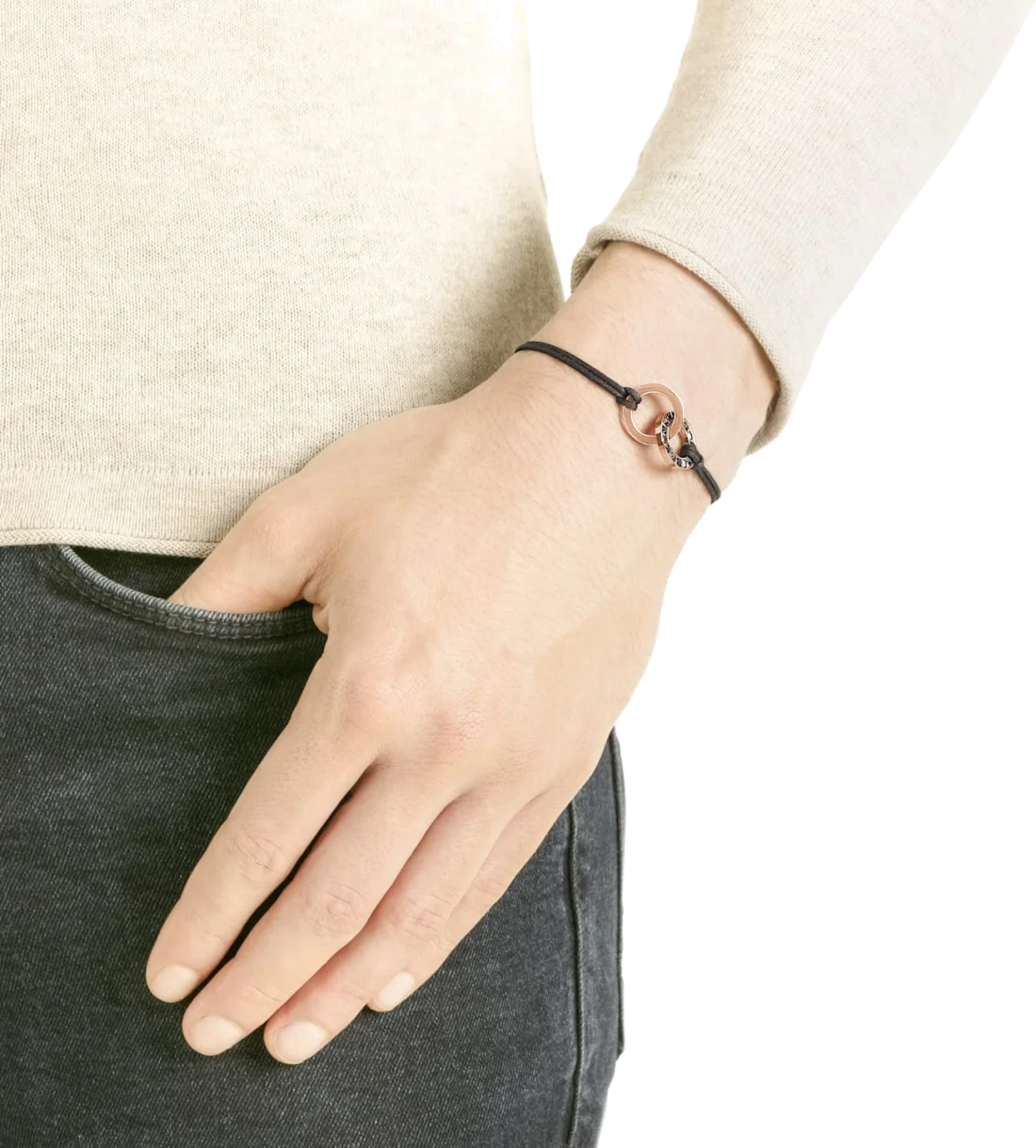 Bracelet Swarovski 5429899, plaqué or rose à cristaux noirs, unisexe vue 2