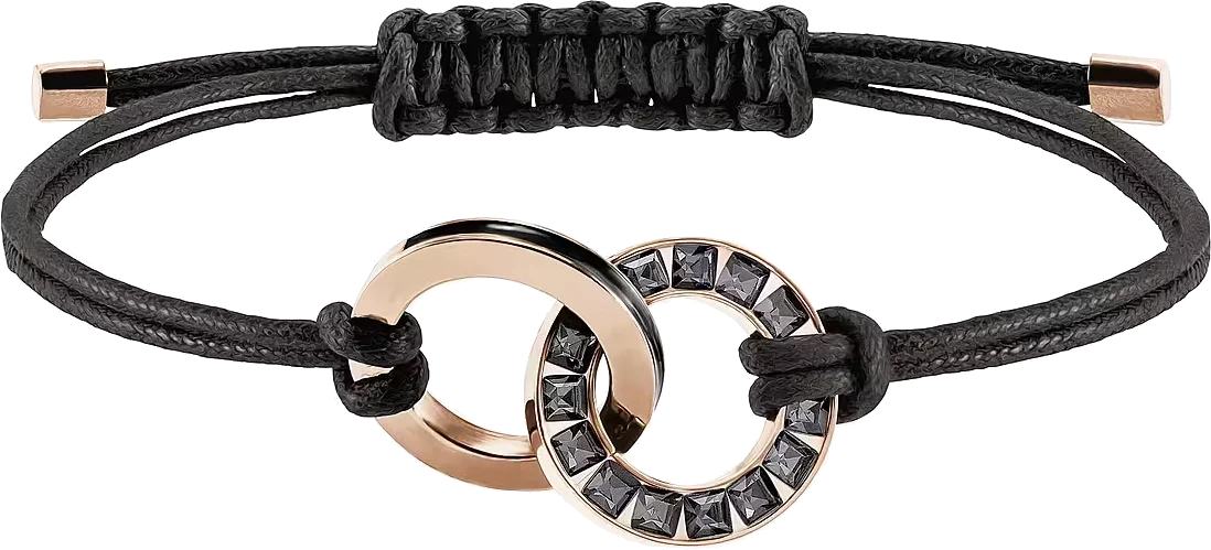 Bracelet Swarovski 5429899, plaqué or rose à cristaux noirs, unisexe