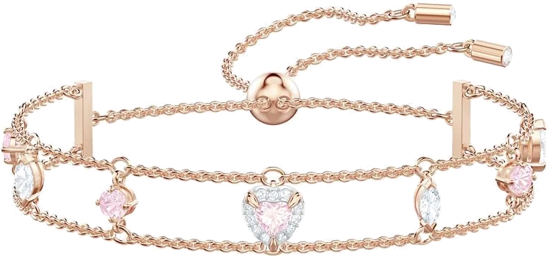 Bracelet Swarovski One 5446304, plaqué or rose avec cristaux blancs et roses, ajustable pour femme vue 2