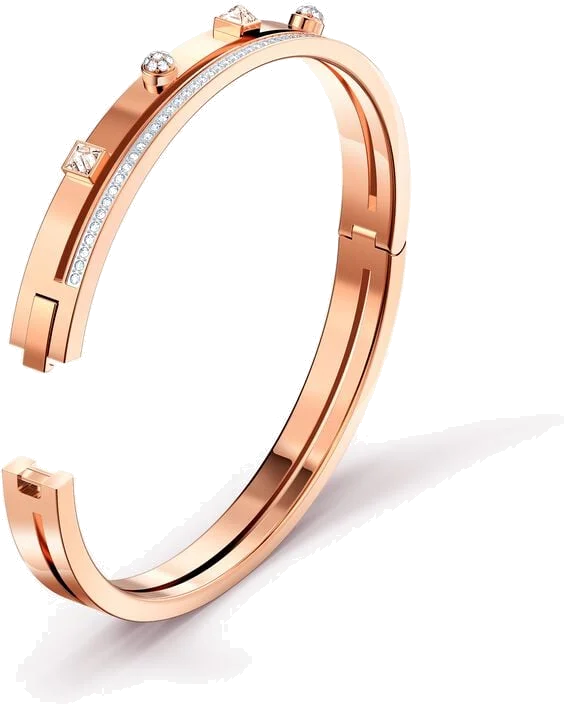 Bracelet jonc Swarovski 5555746 en métal plaqué or rose avec cristaux, pour femme vue 2