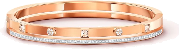 Bracelet jonc Swarovski 5555746 en métal plaqué or rose avec cristaux, pour femme