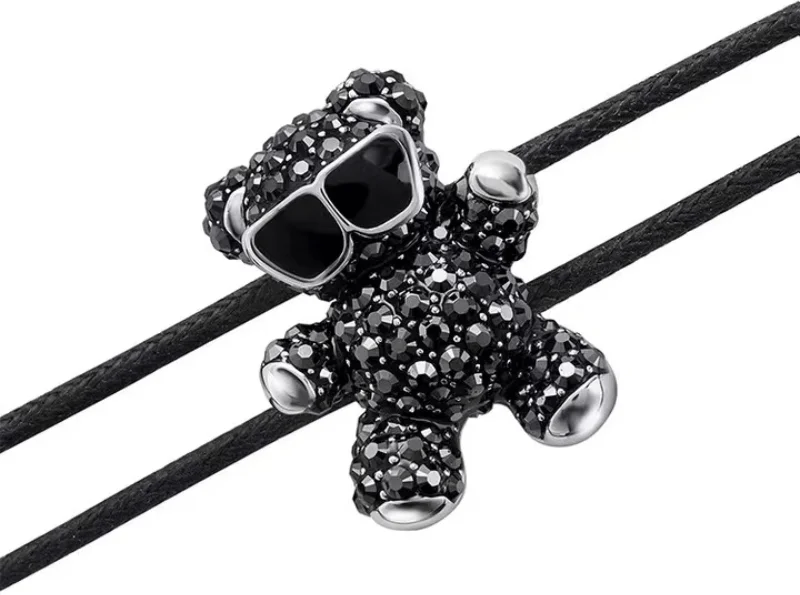 Bracelet Swarovski Teddy 5599283 en métal plaqué rhodium avec cristaux noirs - Unisexe vue 2