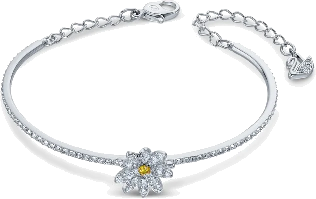 Bracelet pour femme Swarovski Eternal Flower 5542012, jonc ajustable en métal plaqué rhodium avec cristaux blancs vue 2