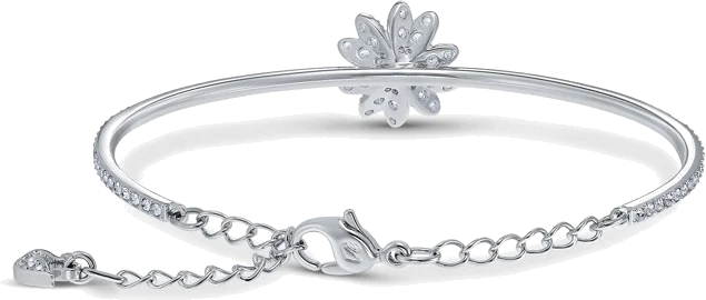 Bracelet pour femme Swarovski Eternal Flower 5542012, jonc ajustable en métal plaqué rhodium avec cristaux blancs vue 3
