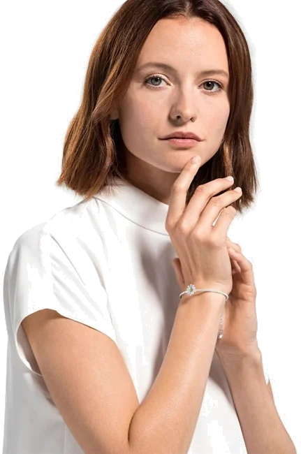 Bracelet pour femme Swarovski Eternal Flower 5542012, jonc ajustable en métal plaqué rhodium avec cristaux blancs vue 4