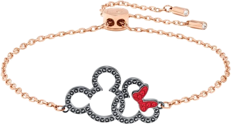 Bracelet Swarovski 5435138 Mickey & Minnie en plaqué or rose avec cristaux noirs pour femme