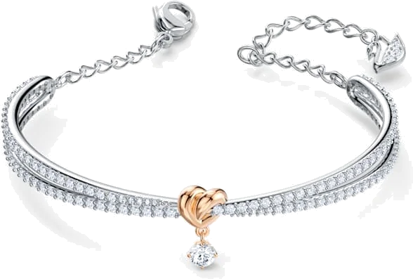 Bracelet jonc ajustable Swarovski Lifelong Heart 5516544 en plaqué rhodium avec cristaux blancs - Pour Femme vue 2