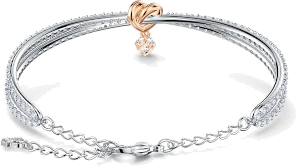 Bracelet jonc ajustable Swarovski Lifelong Heart 5516544 en plaqué rhodium avec cristaux blancs - Pour Femme vue 3
