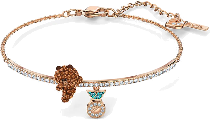 Bracelet Swarovski Line Friends 5520940 en plaqué or rose avec cristaux blancs et marron pour femme