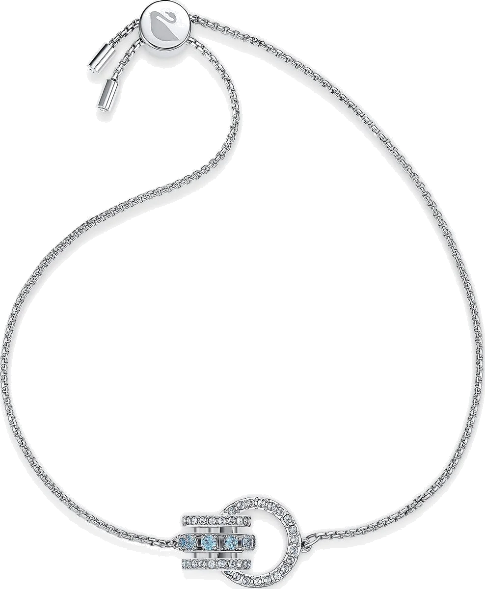 Bracelet Swarovski Further 5537123 pour femme, plaqué rhodium argenté avec cristaux blancs et bleus vue 3