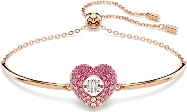 Bracelet jonc ajustable Swarovski Idyllia 5683581 coeur en plaqué or rose pour femme