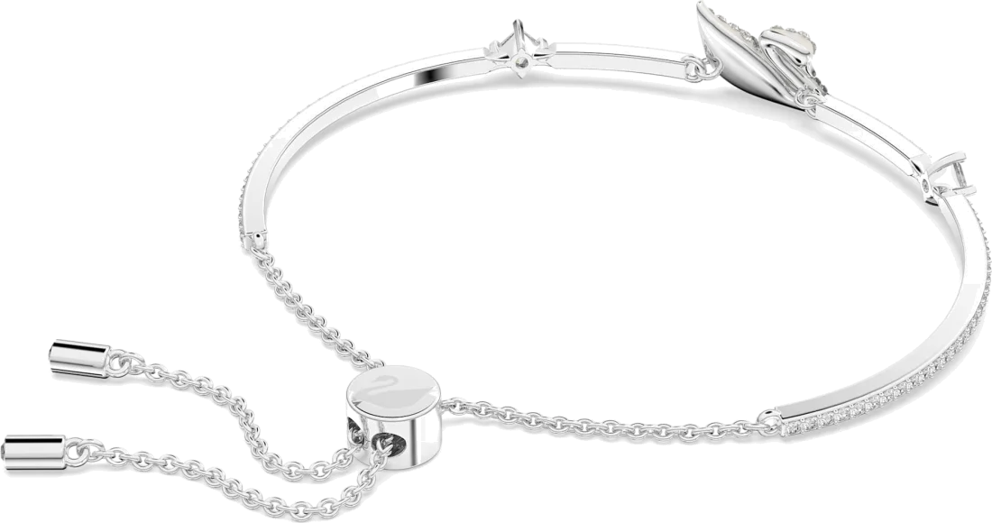 Bracelet jonc ajustable pour femme Swarovski Iconic Swan 5614119 en plaqué rhodium argenté avec cristaux vue 5