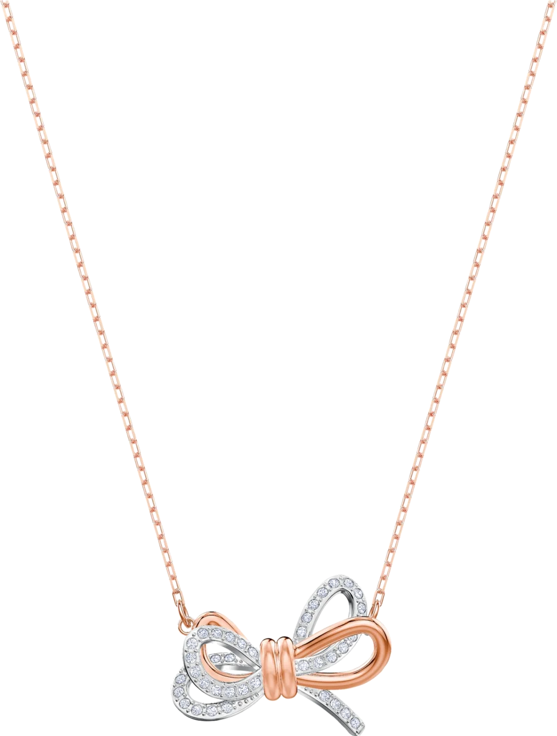 Collier Swarovski Lifelong 5440636 en plaqué or rose avec nœud à cristaux - Pour Femme