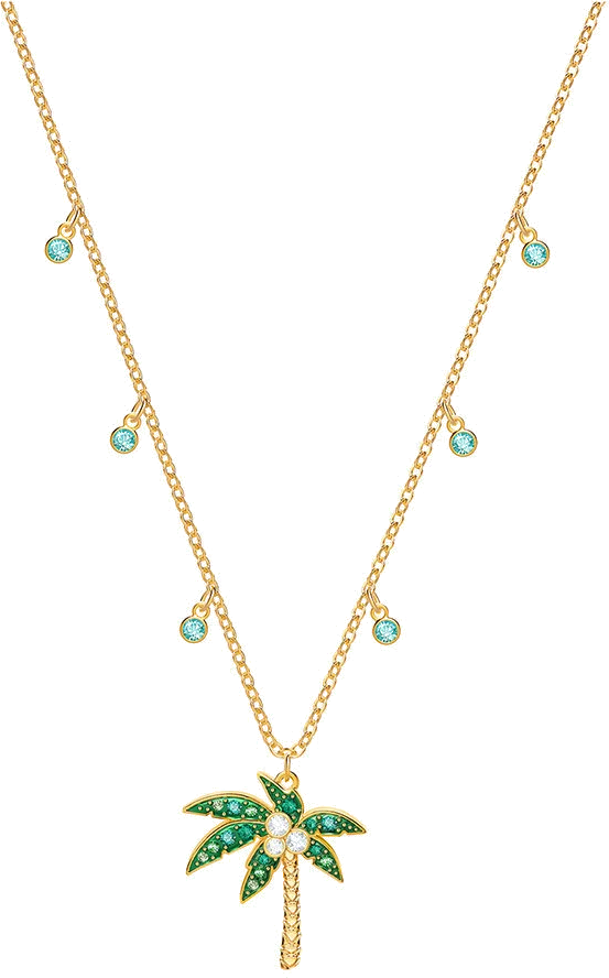 Collier Swarovski Lime Palm Tree 5375301 en plaqué or avec cristaux verts pour femme