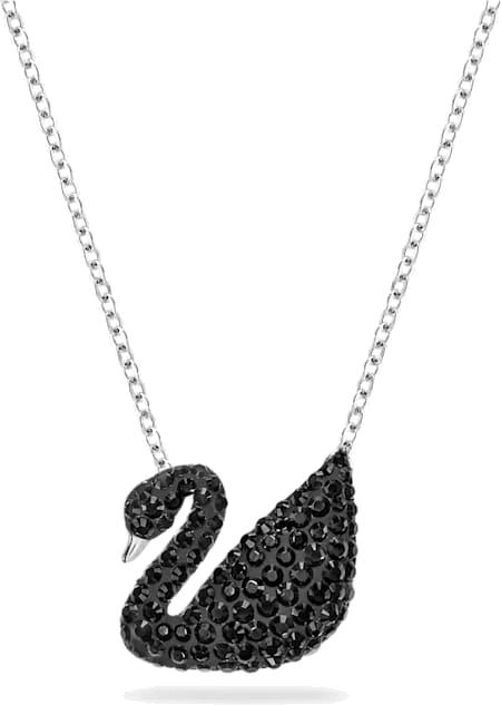 Collier Swarovski Iconic Swan 5347329 en plaqué rhodium avec cristaux noirs pour femme