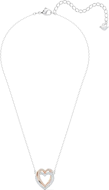 Collier Swarovski Hyperbola Double Heart 5518868 en plaqué rhodium avec cristaux blancs pour femme vue 2