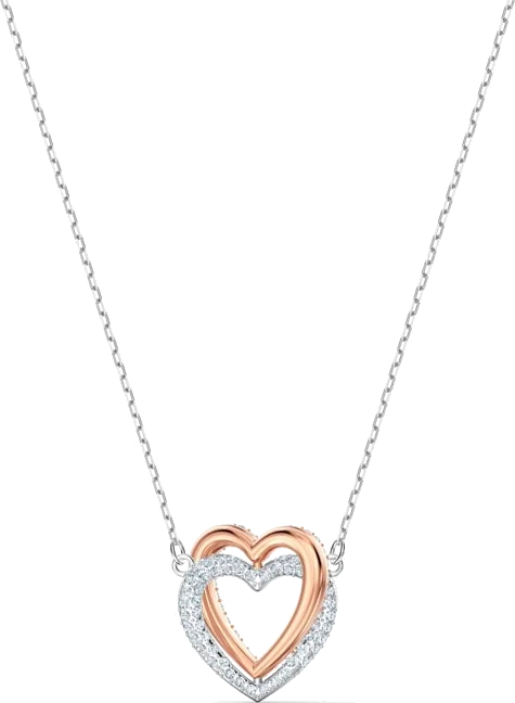 Collier Swarovski Hyperbola Double Heart 5518868 en plaqué rhodium avec cristaux blancs pour femme vue 3
