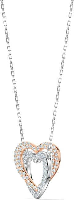 Collier Swarovski Hyperbola Double Heart 5518868 en plaqué rhodium avec cristaux blancs pour femme vue 4