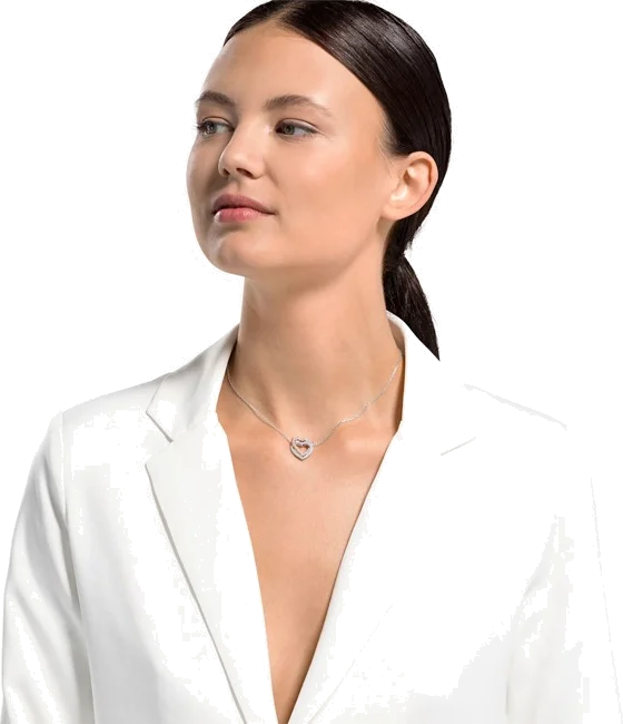 Collier Swarovski Hyperbola Double Heart 5518868 en plaqué rhodium avec cristaux blancs pour femme vue 5