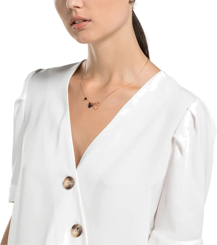 Collier Swarovski 5429090 plaqué or rose cristaux noirs et rouges pour femme vue 3