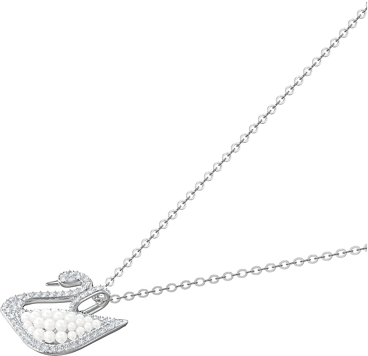 Collier Swarovski Iconic Swan 5411791 en rhodium avec perles et cristaux blancs pour femme vue 3