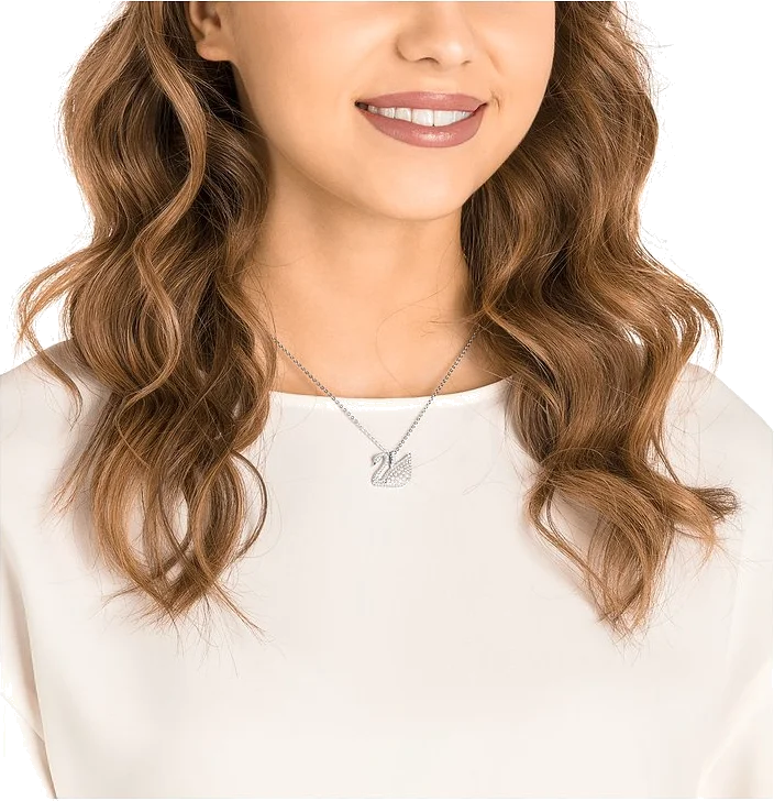 Collier Swarovski Iconic Swan 5411791 en rhodium avec perles et cristaux blancs pour femme vue 4