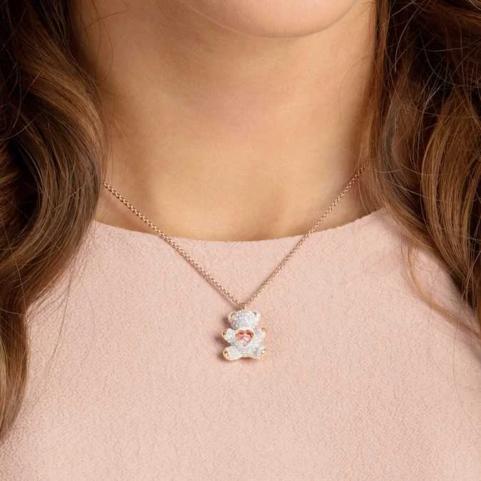 Collier Swarovski Teddy 5452026 en plaqué or rose avec cristaux pour femme vue 5