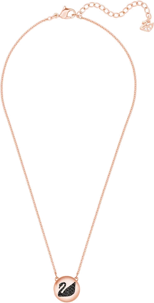 Collier Swarovski Hall Swan 5382446 en plaqué or rose avec cristaux noirs pour femme vue 2