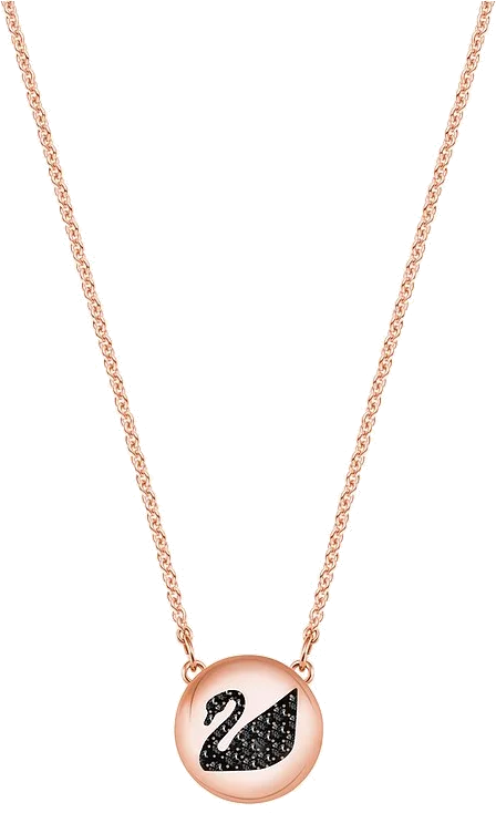 Collier Swarovski Hall Swan 5382446 en plaqué or rose avec cristaux noirs pour femme
