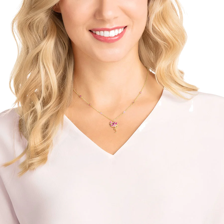 Collier Swarovski pour femme 5375303 - Flamant rose plaqué or avec cristaux vue 2