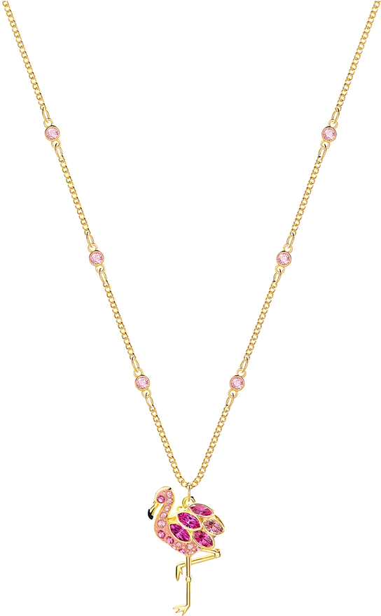 Collier Swarovski pour femme 5375303 - Flamant rose plaqué or avec cristaux