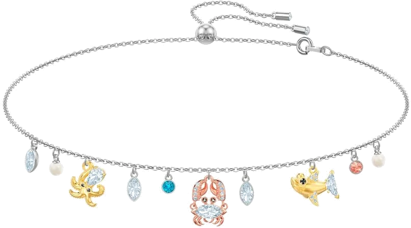Collier Choker Swarovski Ocean 5480781 pour Femme, Plaqué Rhodium avec Cristaux Multicolores