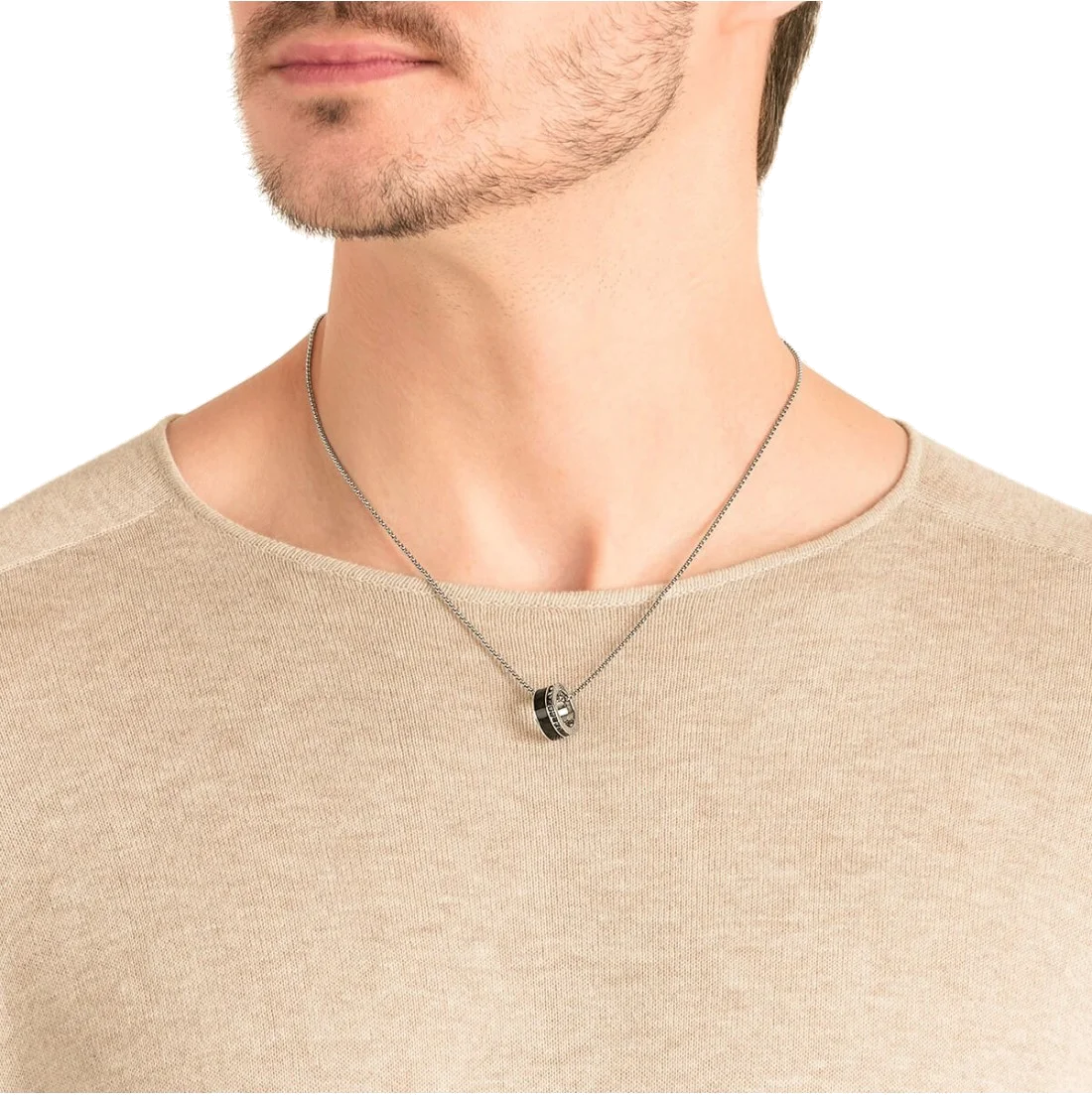 Collier Swarovski Alto 5427142 pour Homme en acier inoxydable argenté, pendentif effet carbone et cristaux vue 3