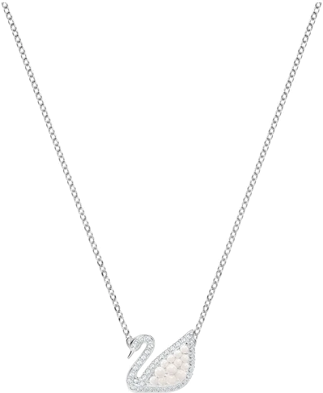 Collier Swarovski Iconic Swan 5416605 en plaqué rhodium, perles et cristaux blancs pour femme