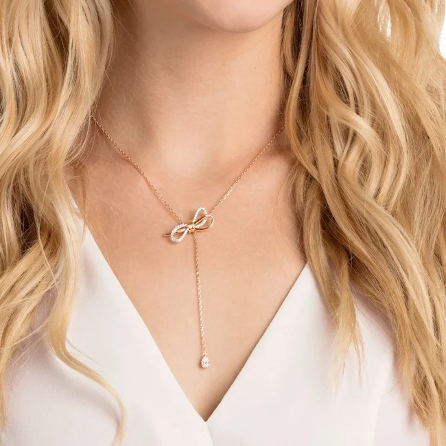 Collier Swarovski Lifelong 5447082 en Y plaqué or rose avec cristaux blancs pour femme vue 3