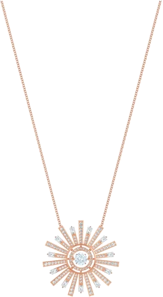 Collier Swarovski Sunshine 5459593 plaqué or rose pour femme, pendentif soleil cristaux