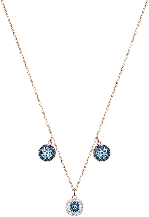Collier Swarovski Luckily 5429129 en plaqué or rose avec cristaux bleus et blancs pour femme