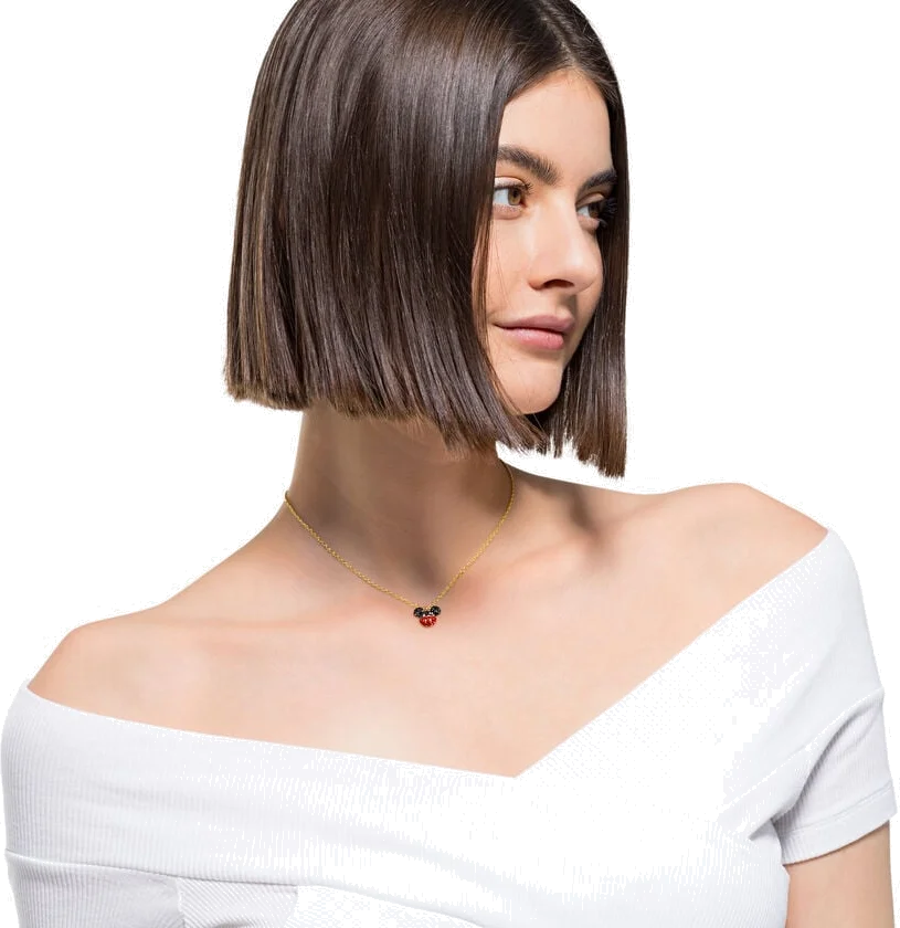Collier Swarovski Mickey & Minnie 5559176 en plaqué or, cristaux noirs et rouges pour femme vue 4