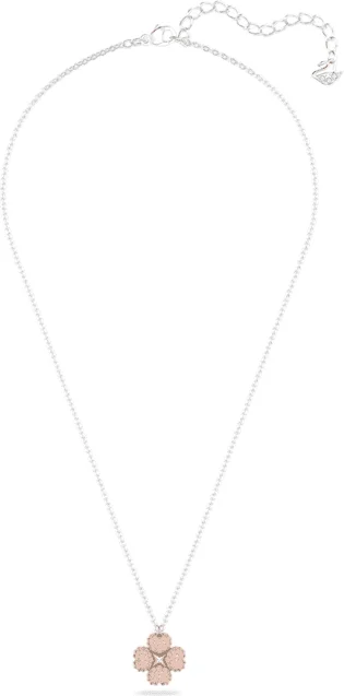 Collier Swarovski Latisha Flower 5636488 en argent rhodié, pendentif réversible cristaux rose et blanc vue 3