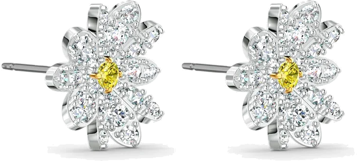 Boucles d'oreilles Swarovski Eternal Flower 5518145 en métal plaqué rhodium argenté avec cristaux pour femme vue 2