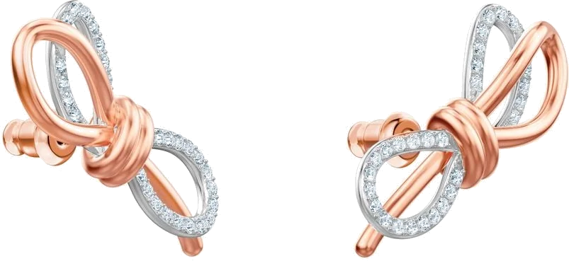 Boucles d'oreilles Swarovski Lifelong Bow 5447089 en plaqué or rose avec nœuds et cristaux blancs pour femme vue 2
