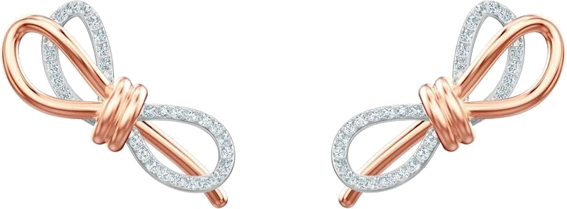 Boucles d'oreilles Swarovski Lifelong Bow 5447089 en plaqué or rose avec nœuds et cristaux blancs pour femme