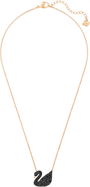 Collier Swarovski Iconic Swan 5204134 pour Femme en plaqué or rose avec cristaux noirs vue 2
