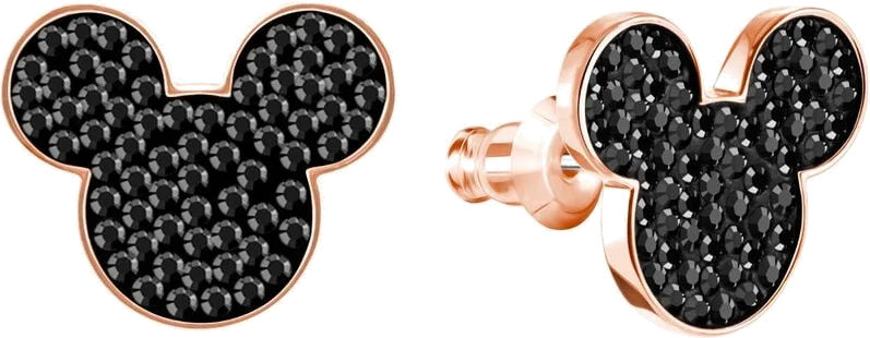 Boucles d'oreilles Swarovski Mickey & Minnie plaqué or rose et cristaux noirs - Réf. 5435137 vue 2